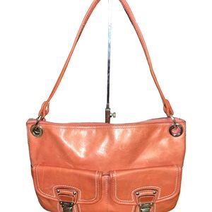 Coach Coral Pink Poppy Hippie Distress Leather Crossbody Shoulder Bag #18996